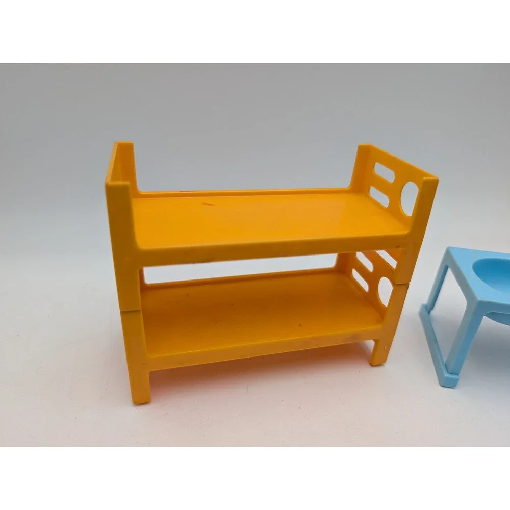 Fisher Price Dollhouse Furniture Yellow Bunk Beds Blue Sink Set Vintage